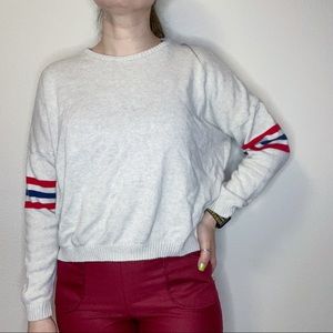 Retro 70s cropped red and blue sweater